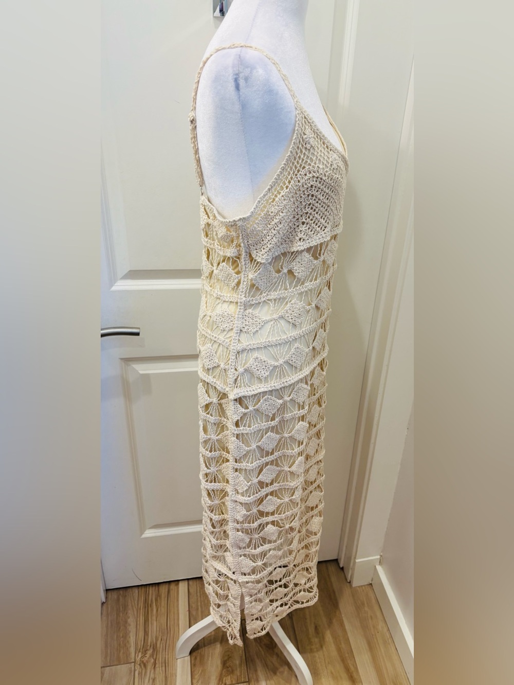 NWT REBELLION Cream Crochet Maxi Dress - Lightweight Summer Cover-Up- L - Picture 5 of 11